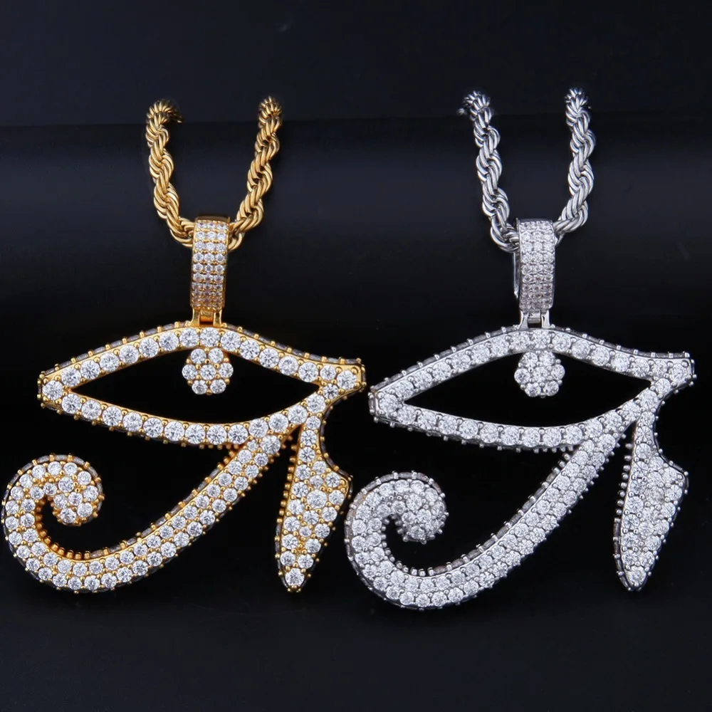 

Men Hip hop Iced bling out Eye of Horus pendant necklaces Pave setting zircon fashion charm necklace mens Hiphop jewelry gifts