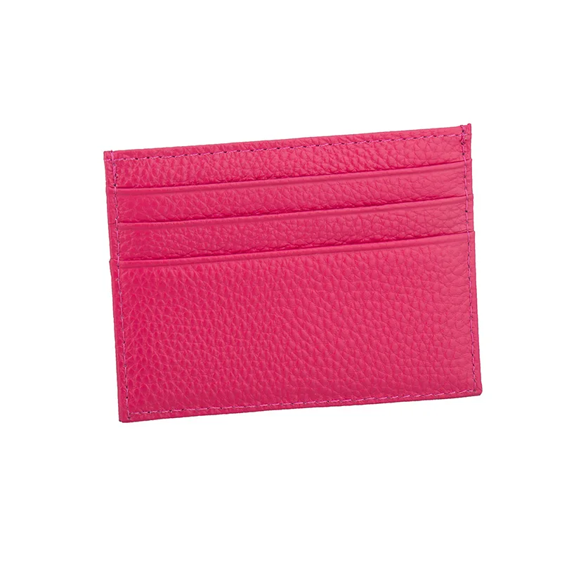 rosy red Натуральная коровья кожа, держатель для ID карты, конфетный цвет, банк, кредитная карта, Подарочная коробка, много слотов, тонкий чехол для карт - Цвет: rosy red