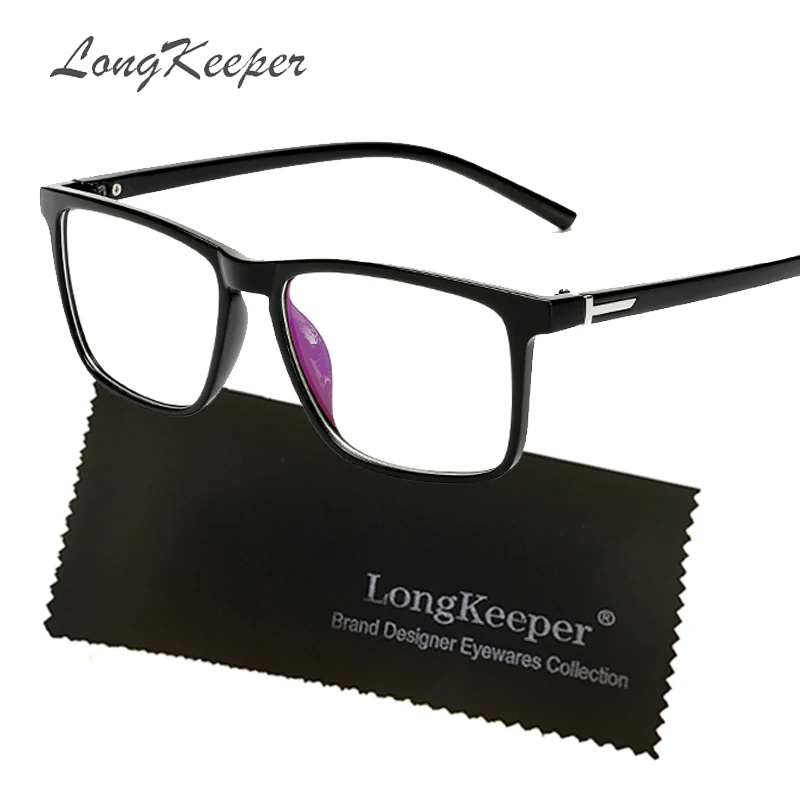 

LongKeeper Unisex Purple Spectacle Frame Square Glasses Frame Women Retro Clear Lens Black Brown Eyeglasses Frames Men Eyewear