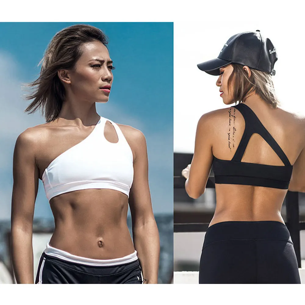 

1Pcs Sport Sleeveless Tank Top Women Sexy One Shoulder Hollow Vest Tank Top Crop Blouse Tees Gym Fitness