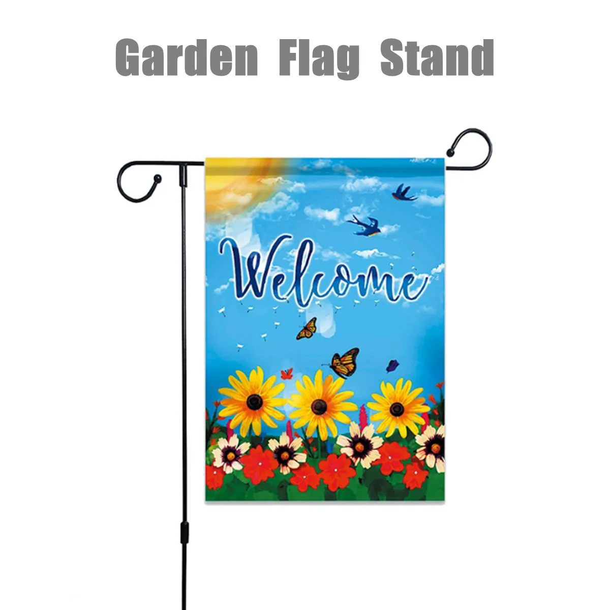 

Banners Accessories For Garden Flag Stand Flagpole Black Wrought Iron Small Flag Stand Yard Garden Flag Pole Flag Holder Display