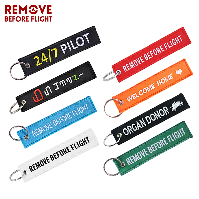 

Embroidery Car keychain Motorcycle Key Chain chaveiro para carro Remove Before Flight Airworthy Key Chains Keyring for Pilot Key