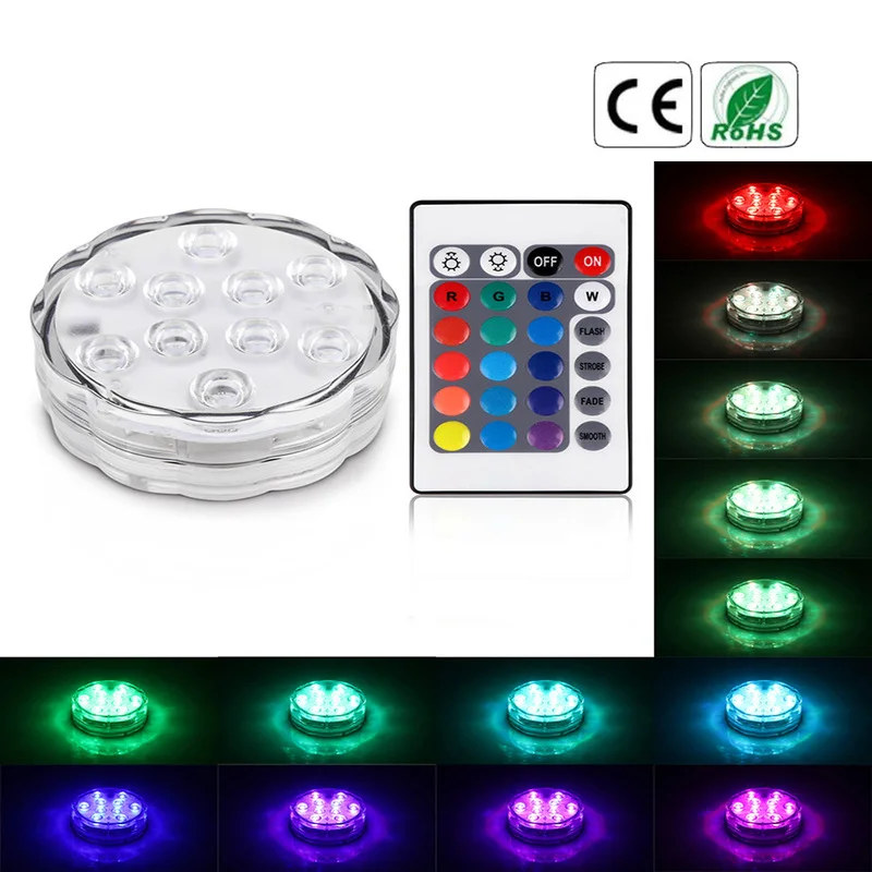 

Remote Control Color RGB 10 LED Underwater Light Aquarium Vase Party LED Decorative Lights Lighting Dining Bar