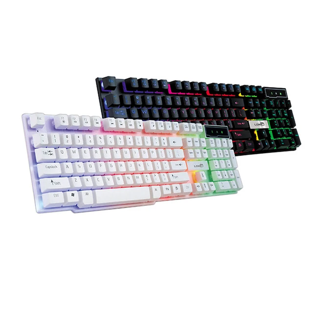 Best Price Colorful Crack LED Illuminated Backlit USB Wired PC Rainbow Gaming Keyboard  wired keyboard Applicable models desktop new A30