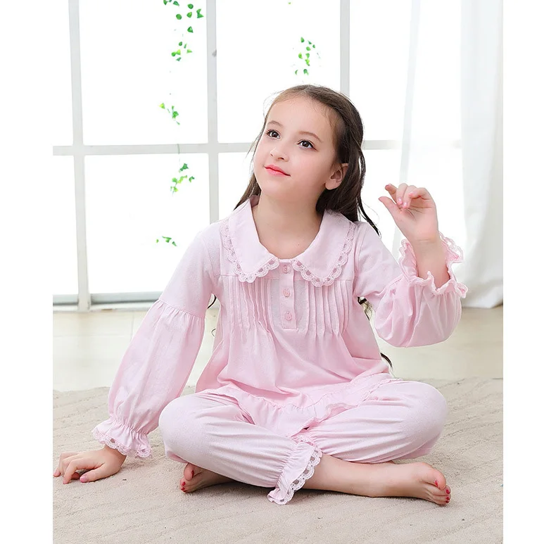 Пижамные комплекты для девочек, весна-осень, детский топ с длинными рукавами+ штаны, пижамные костюмы, 2 предмета, одежда для сна для маленьких девочек, одежда для детей 2-10 лет