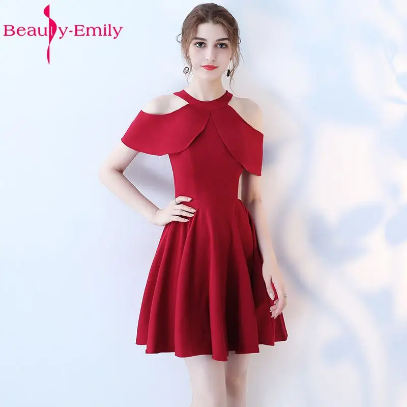 Beauty Emily черные красные А-образные короткие сексуальные платья для выпускного вечера платья для выпускного вечера с круглым вырезом без рукавов официальные платья