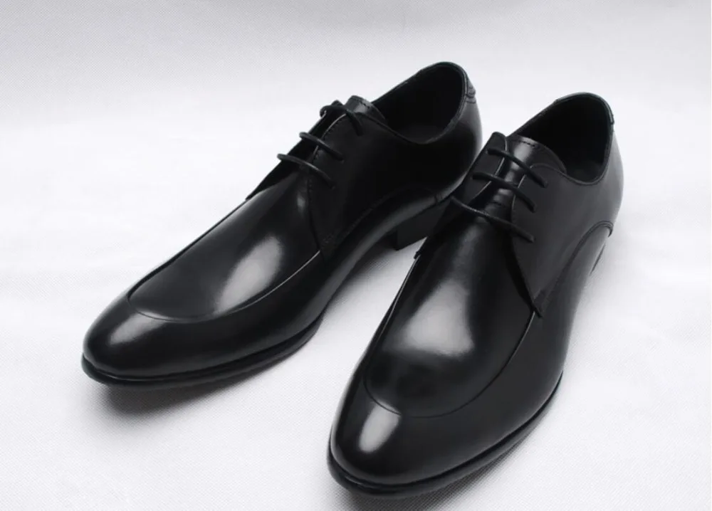 

Black Yellow Mens Genuine Leather Oxfords Dress Shoes 2018 Spring Autumn Italian Leather Shoes Men Lace up Male Business Shoes