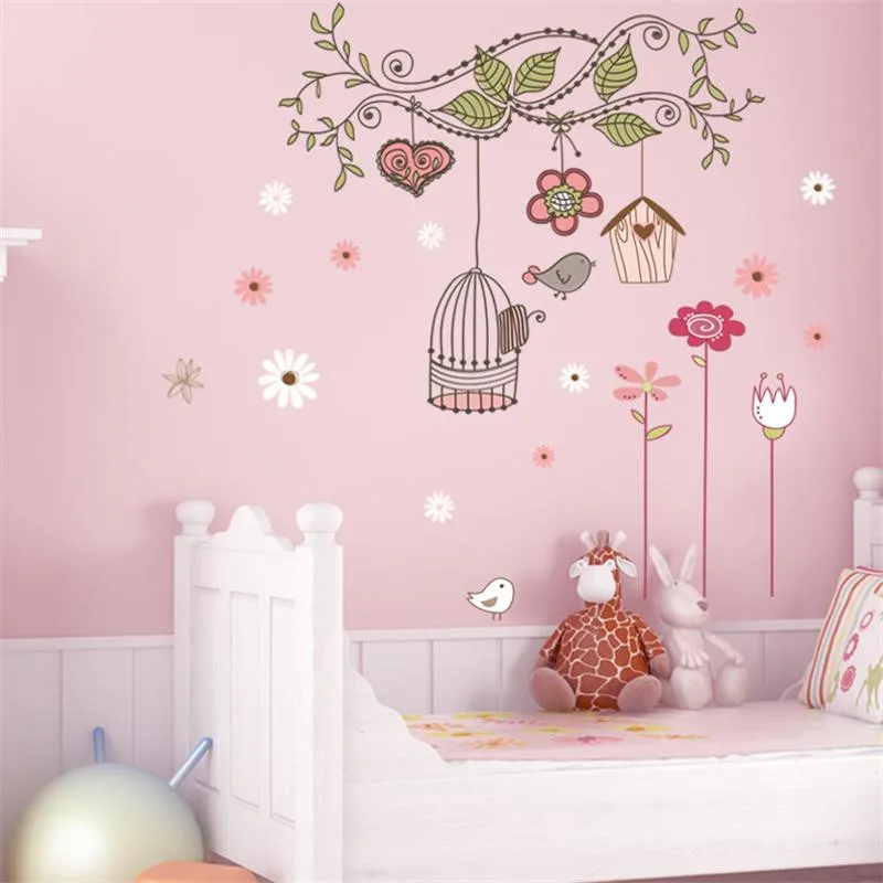 Наклейки для стен из ПВХ, декоративные наклейки для детской комнаты, zooyoo7102, наклейки для дома в виде клетки для птиц, 50x70