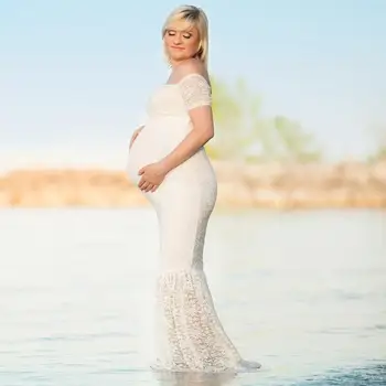 

S-3XL Maternity Dress Maternity Photography Props Dress Sexy V-neck Pregnancy clothing Photo Women Maternity Lace Dress Y330