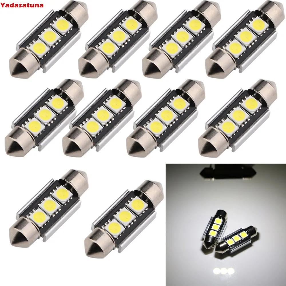 10 Pezzi Lampada Siluro De Led Canceller 3Smd 36Mm