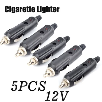 

12V Car Interior Cigarette Lighter LED Male Connector Socket Plug Auto Electronic Parts with Fuse 5pcs/lot