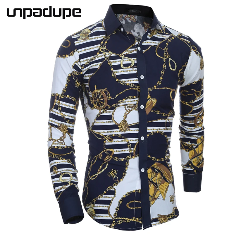 

Unpadupe Brand 2018 Men Shirt Classic Retro Dress Shirt Long Sleeve Slim Fit Camisa Masculina Casual Male Hawaiian Shirts XXL