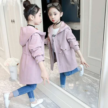 

New Spring Autumn Baby Girls Fashion Hooded Girls Outwear Coats Cute Baby Girl Jackets Kids Girls Clothes For 3 4 5 6 7 8 9 10