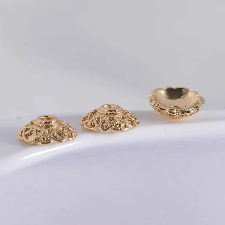 20 шт Позолоченные 24k медные бусины колпачки 10 мм DIY ожерелье и браслет фурнитура