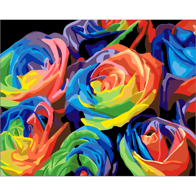 

Romantic Roses Wall art Pictures DIY Oil Painting By Numbers Paint On Canvas Modern Wall Pictures For Living Room Oil painting
