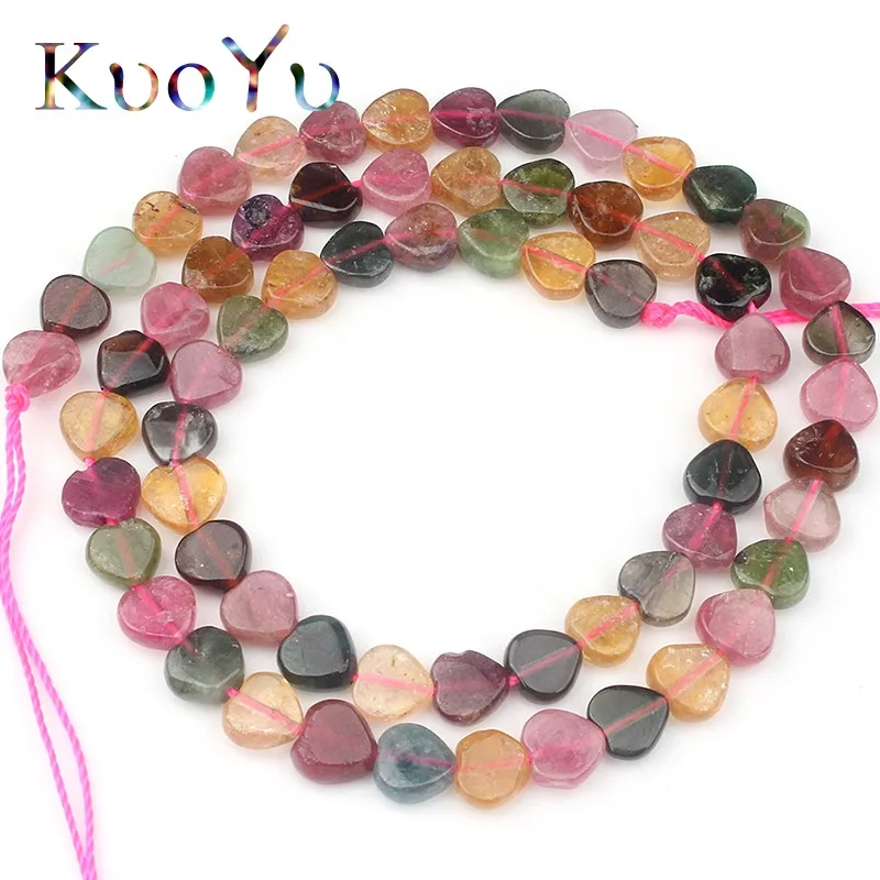 

6x6mm Natural Colorful Tourmaline Beads Gem Smooth Love Heart Loose Spacer Bead For Jewelry Making DIY Bracelet Perles 15"Strand