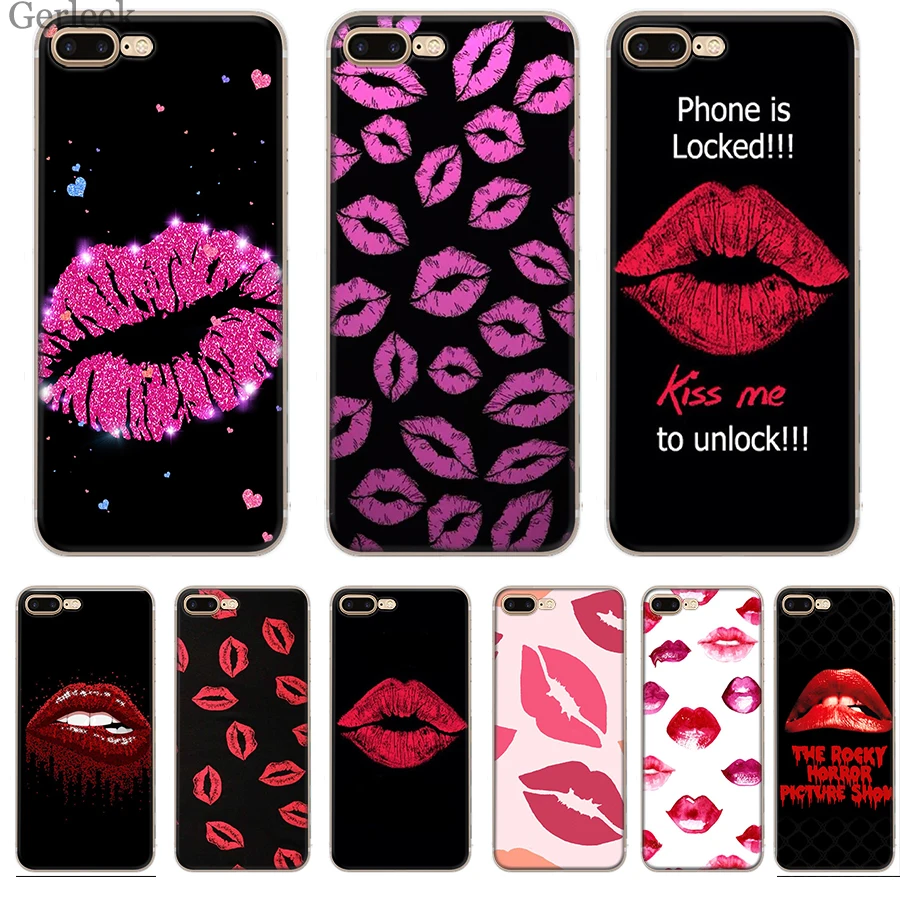 

Kiss Me Lips Lipstick Rouge Phone Case for iPhone 7 8 6 6S 5 5S SE iPhone 11 Pro XR X XS Max Cover