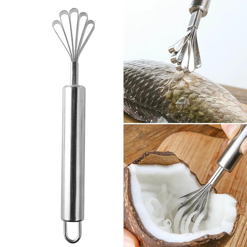 

Stainless Steel Coconut Shaving Knife Fish Scale Scraper Grater Scraping Meat Household Cleaning Tool Kitchen Accessories Gadget