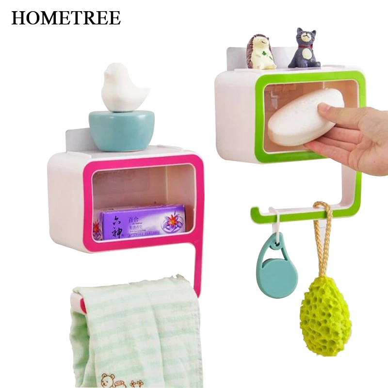 

HOMETREE Multifunction 9 Shape Plastic Shelving Racking Creative Magic Seamless Paste Wall Soap Box Bathroom Shelves Rack H677