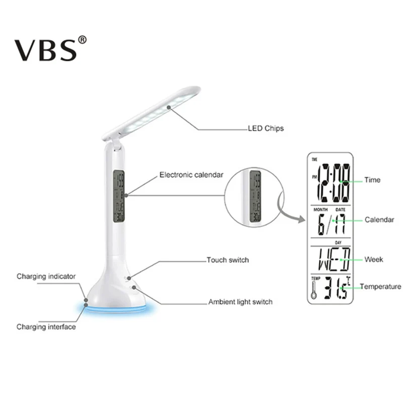 

High sensitivity touch dimming 18 high light energy saving LEDs Atmosphere LCD calendar table lamp student desk lamp Child light