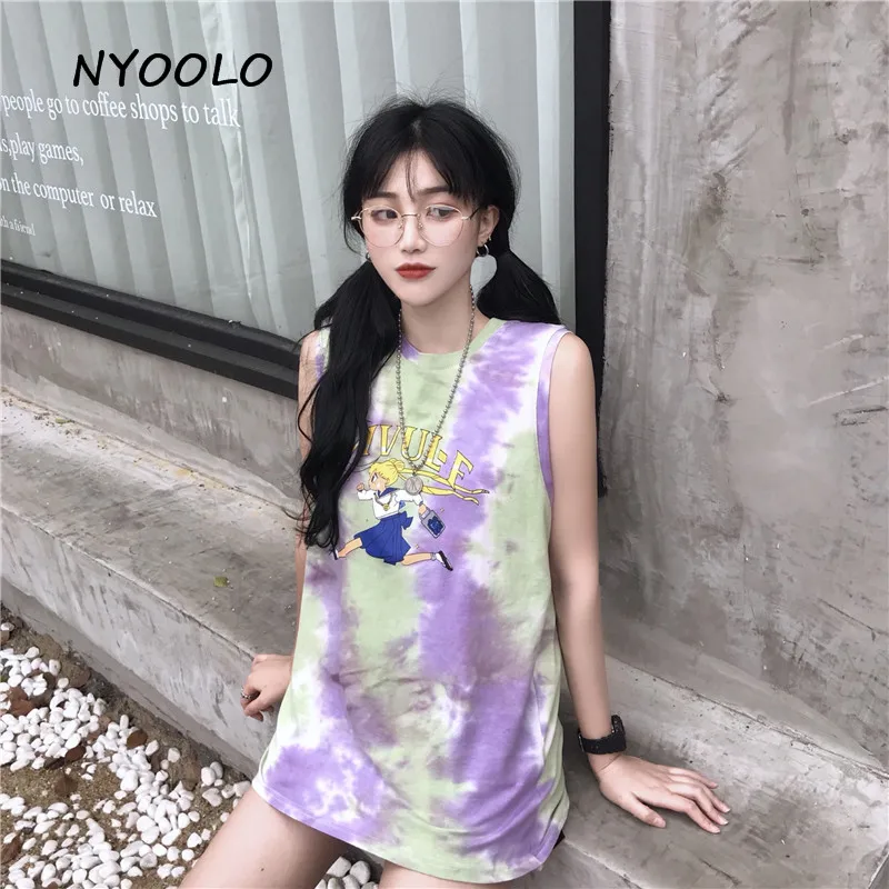 NYOOLO Harajuku пародия милый Сейлор Мун мультфильм печати Яркое лето рукавов безрукавки для женщин домашний топ в стиле кэжуал уличная