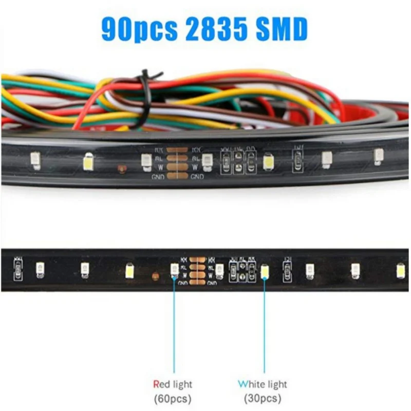12 В гибкая светодиодная лента DRL Беговая лампа для автомобиля грузовика задние ворота поворотной сигнальный светодиод бар водонепроницаемый Обратный Стоп-сигнал