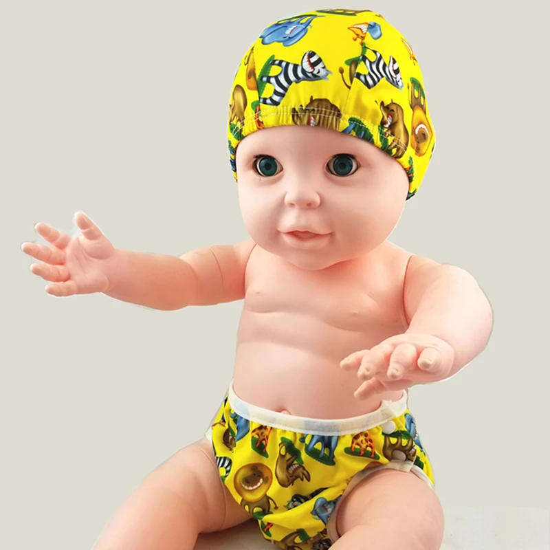 2pcs Baby Newborn Swimming Caps 0-6Y Children Boys Girls Cartoon Printed Waterproof Hair Wash Hat