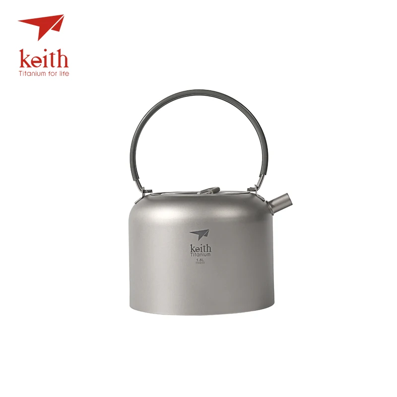 Keith 1.5l titanio camping agua pot con mango plegable al aire libre senderismo picnic café tetera Utensilios de cocina 200g ti3907