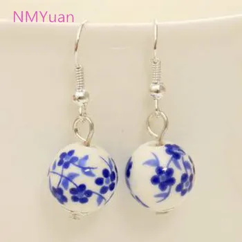 Personnalisé rétro à la main en porcelaine céramique vent national petit domestique en gros bijoux boucles d'oreilles pour les femmes