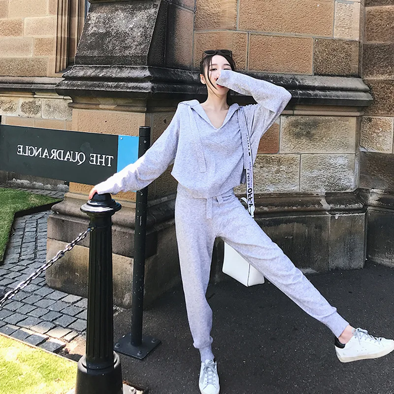 

2019 Pink Tracksuit Women Long Sleeve Loose Hoodies 2 Piece Clothes