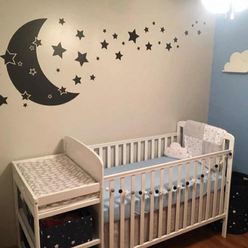 Stars and Moon Decal Grils Room Decoration