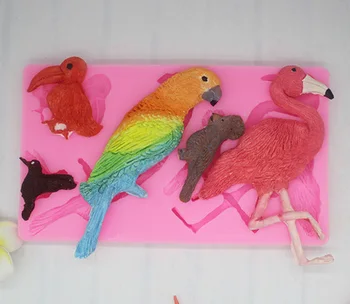 

Fondant Silicone Mold Tropical Rainforest Flamingo Parrot Toucan Tortoise Leaf Plant Baking Cake Decorative Mould