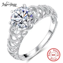 Белое серебряное кольцо с круглым кристаллом, инкрустация AAA кубическим цирконием, обручальные кольца для женщин, вечерние ювелирные изделия, подарок anillos mujer