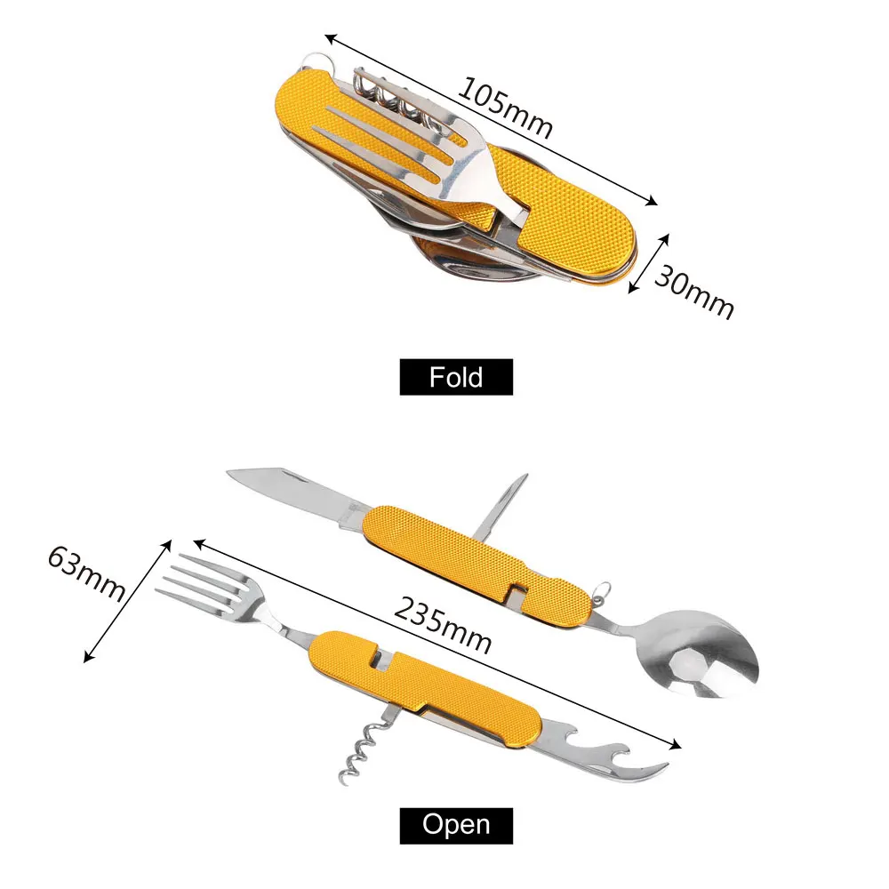 6 в 1 посуда из нержавеющей стали многофункциональная Складная ложка/вилка/нож/открывалка для бутылок для путешествий на открытом воздухе кемпинга пикника