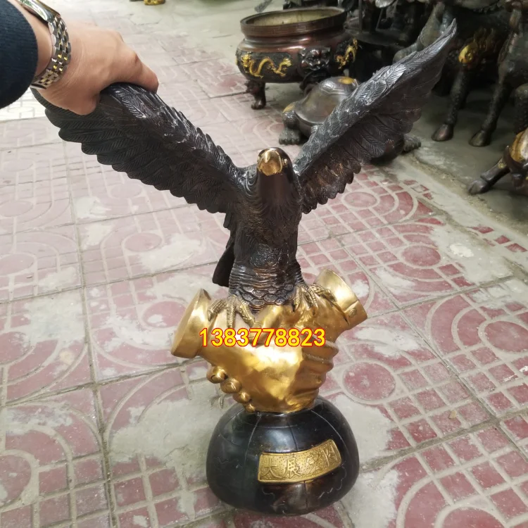 

51CM Huge TOP business ART Success Auspicious Arabia Eagle Falcon hawk bronze statue-HOME office company efficacious Mascot