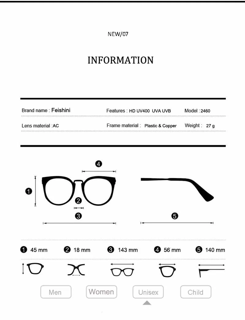 FEISHINI Black frame Cat Eye Glasses Frame Women brand Clear Lens Transparent Eyewear frames Ladies Myopia Nerd eyeglasses frame