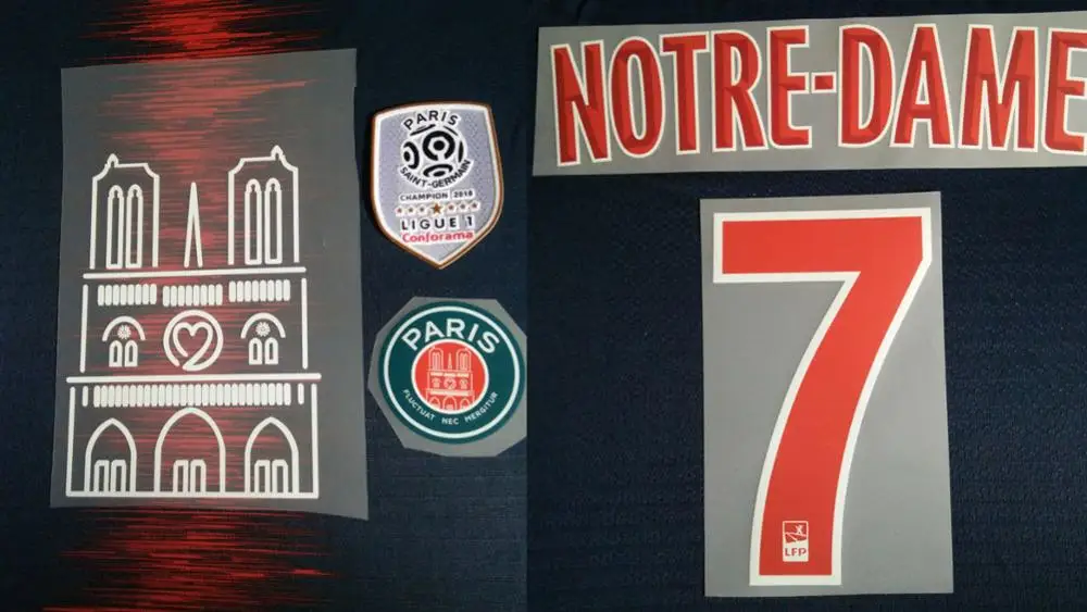 Notre Dame Nameset Mabppe nameset Neymar JR Кавани ВЕРРАТТИ nameset Ligue 1 Чемпион патч колеблющийся