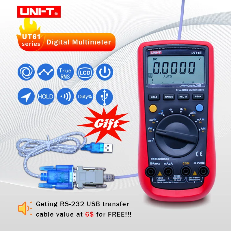 UNI T UT61A/ UT61B/UT6C/UT6D/UT6E digital multimeter auto range ...