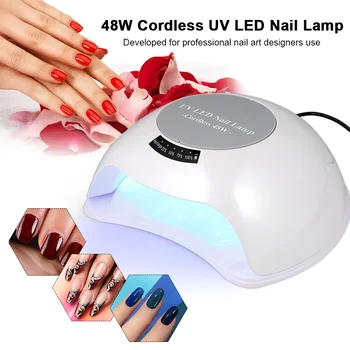 

48W Cordless UV LED Nail Lamp Rechargeable Nail Gel Dryer Fingernail & Toenail Gel Curing Machine Nail Art Painting Nail Tool