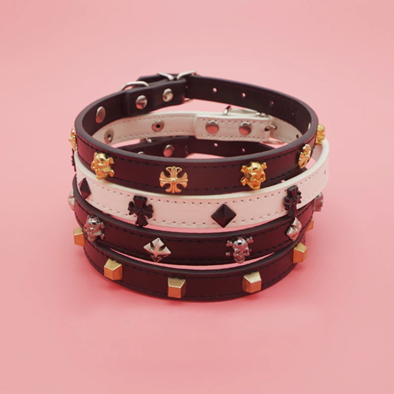 Handsome Punk Studded Dog Collar for Small Dogs Puppy Mascotas Cats Adjustable Necklace Leather Pet Belt Accessories | Дом и сад