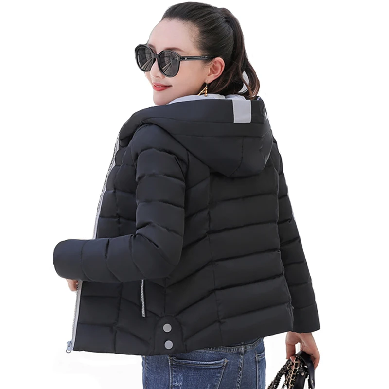 

2019 New Design Winter Jacket Women Hooded Padded Outwear Autumn Female Coat Short Slim Womens Parka Casaco Feminino Inverno