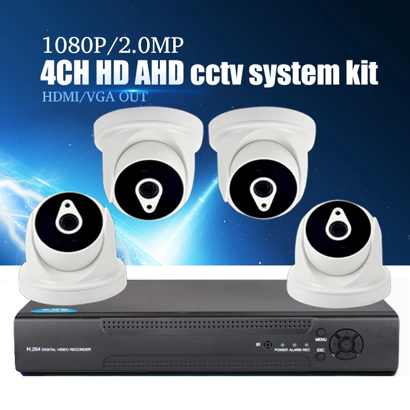 YiiSPO CCTV Camera DVR System AHD 1080P Kit 4 Channel CCTV DVR HVR NVR 5 in 1 Video Recorder
