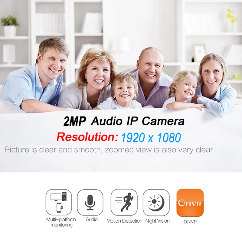 Аудио ip-камера 1080P Cctv, охранное видеонаблюдение, 2 МП, инфракрасное домашнее наблюдение, Onvif, ночное видение, сеть, Ipc, купольная камера