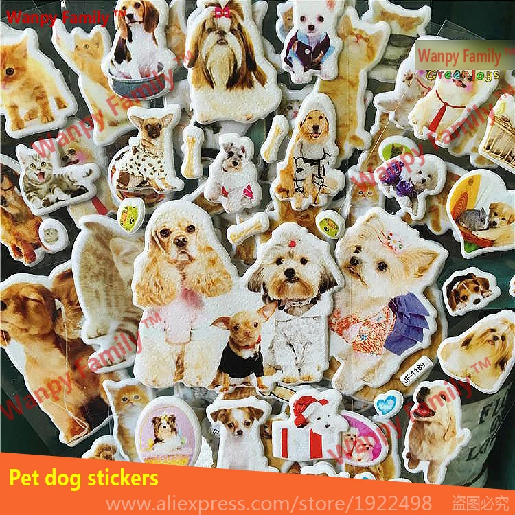 6 sheets/set Pet dog stickers for kids Home wall decor on laptop cute