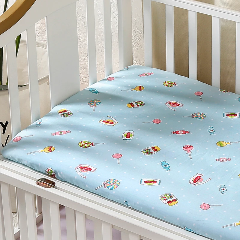 Детская кроватка оснащена лист хлопок кровать для новорожденных Лен Набор для детской кроватки кроватка листов Младенческая постельные принадлежности покрывало 120*65 см матрас - Цвет: Коричневый