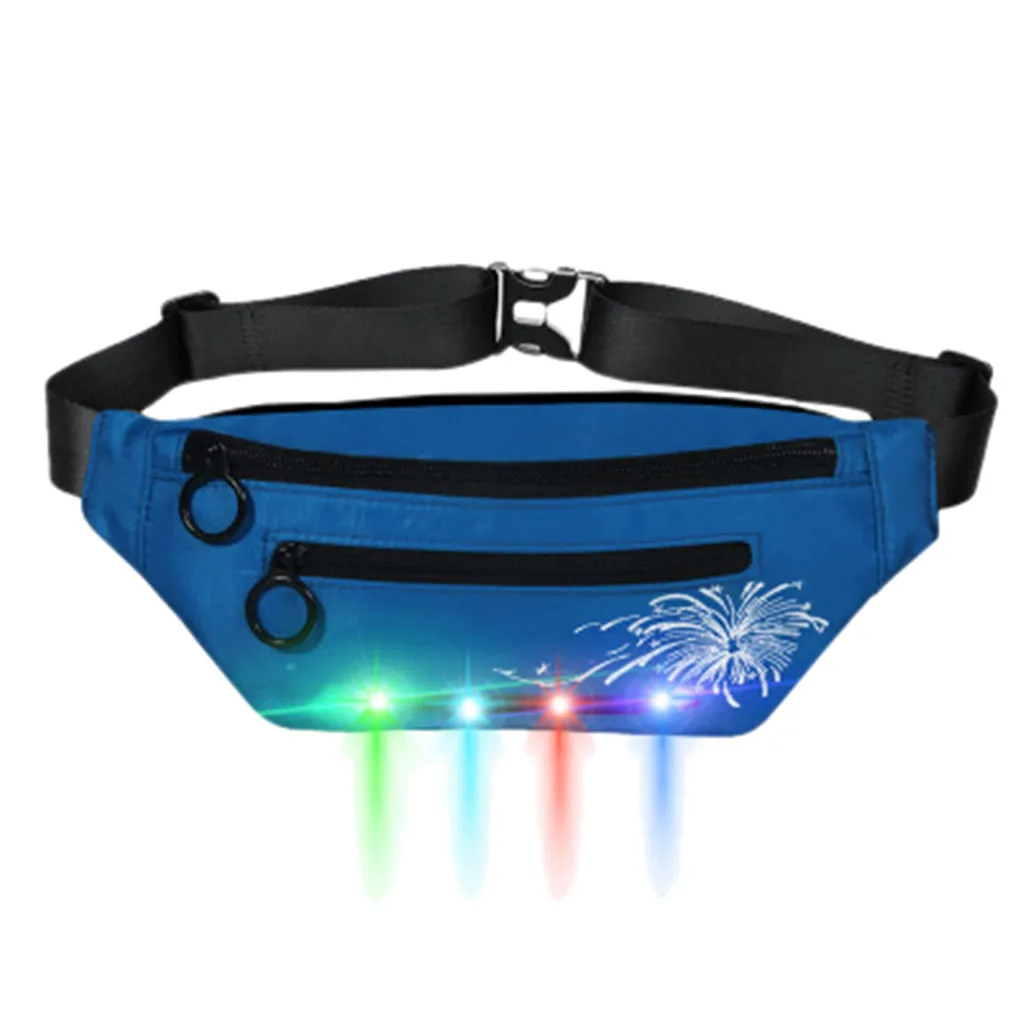 New Outdoor Unisex Fashion Sports Led Flash Pockets Hiking Phone Pockets Purse Chest Travel Cashier Belt Boys Girl Bag#R10