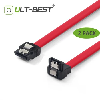 

ULT-Best 2Pack 50cm SATA 2.0 II Data Cables SSD Right Angle Serial ATA 7P pin Cable HDD Hard Disk Drive Cord line Red 20inch