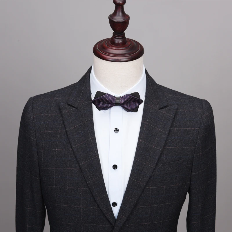 Slim Fit Peaked Lapel Prom Wool Men Suit Tuxedo With Pant Two Buttons Wedding Suits for Men Jacket Vest Pant