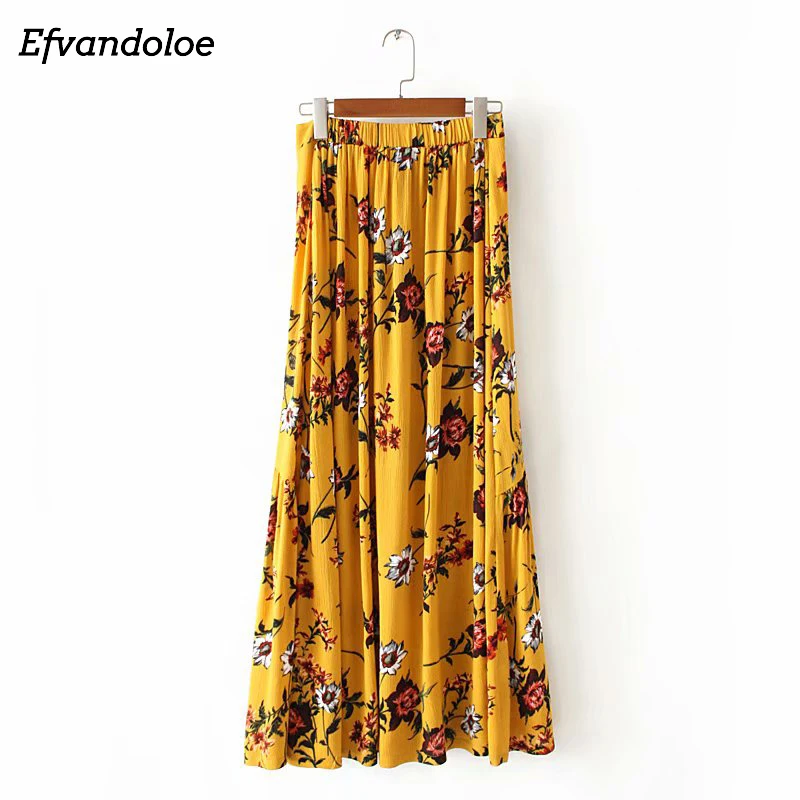 Efvandoloe Boho Юбки Женская Faldas Jupe Femme печатных чешские Макси Длинная юбка