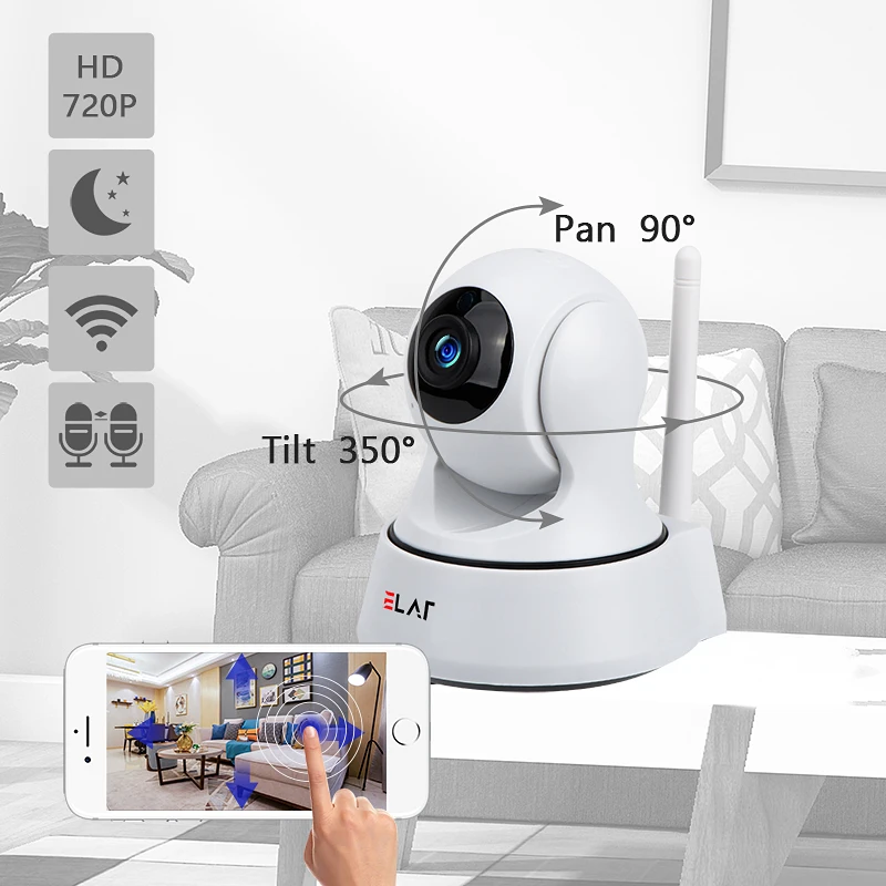 

ELAF HD 720P IP Camera WIFI Night Vision IR-Cut Filter Indoor Wireless 1.3MP Two-Way Audio Surveillance CCTV Security Camera
